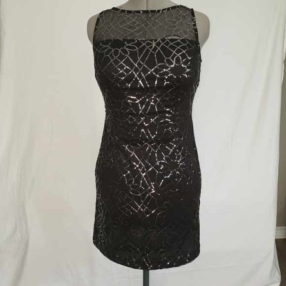 NWOT Chaps size 6 Black and silver cocktail dress - Picture 6 of 12